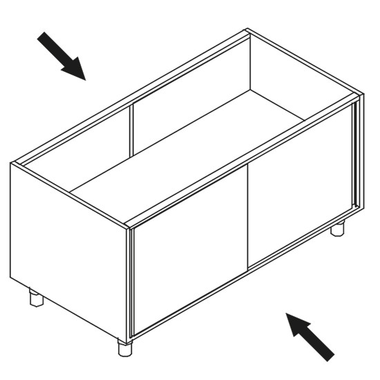 Schrank, beidseitig bedienbar, mit Schiebetüren, mit Zwischenboden, 2250x780 mm