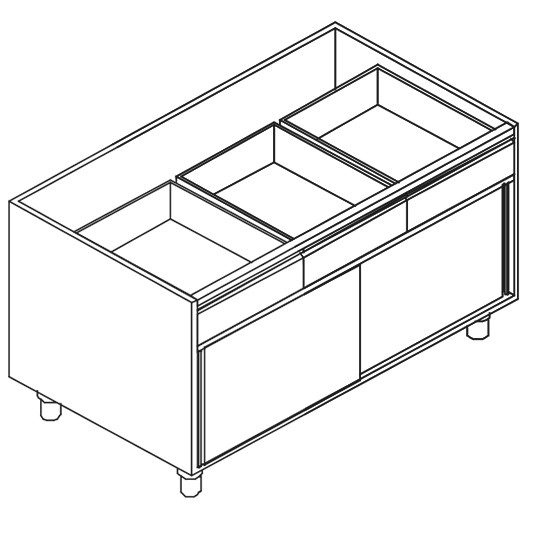 Schrank, mit 4 Schubladen, mit Schiebetüren, 1800x780 mm